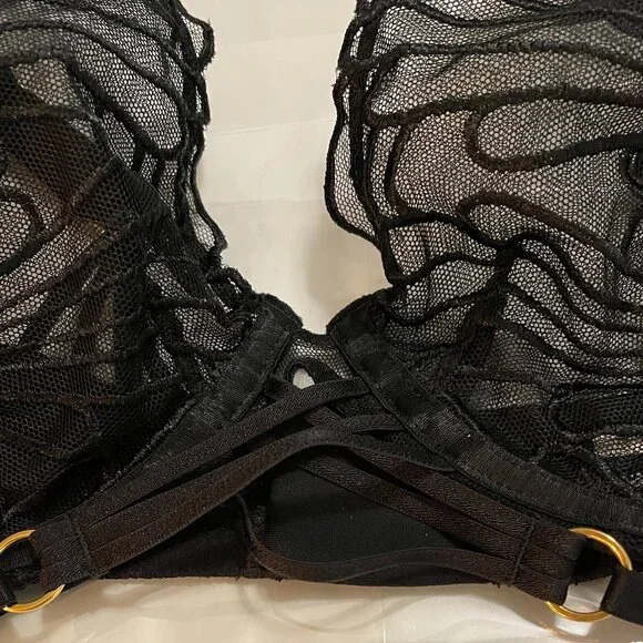 AUBADE L'indomptable Ultra Plunge Triangle Bra in Afterdark Black Size 34D NWT - Picture 6 of 14